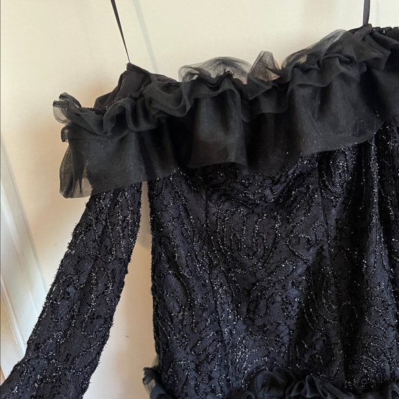 NWT Camila Coelho Suzette Off Shoulder Mini Dress Size XS Black Tulle Ruffle - Picture 5 of 12